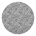 Black And White Adinkra Tribe Symbols Round Blanket
