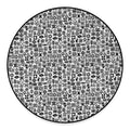 Black And White Adinkra Tribe Symbols Round Floor Mat