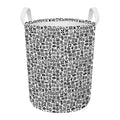 Black And White Adinkra Tribe Symbols Round Laundry Basket