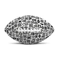 Black And White Adinkra Tribe Symbols Rugby Ball
