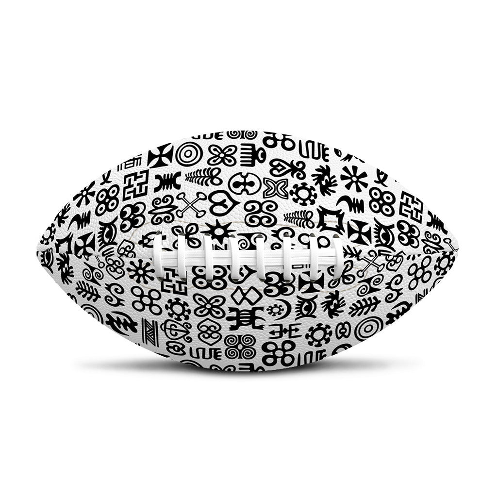 Black And White Adinkra Tribe Symbols Rugby Ball