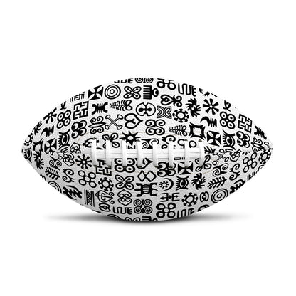 Black And White Adinkra Tribe Symbols Rugby Ball