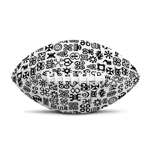 Black And White Adinkra Tribe Symbols Rugby Ball