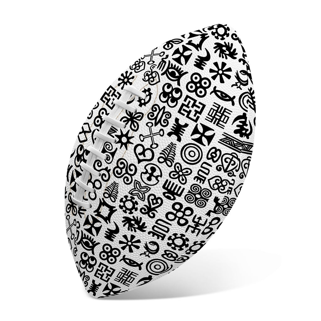 Black And White Adinkra Tribe Symbols Rugby Ball