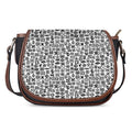 Black And White Adinkra Tribe Symbols Saddle Bag