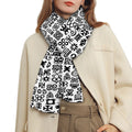 Black And White Adinkra Tribe Symbols Scarf