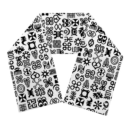 Black And White Adinkra Tribe Symbols Scarf