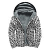 Black And White Adinkra Tribe Symbols Sherpa Lined Zip Up Hoodie