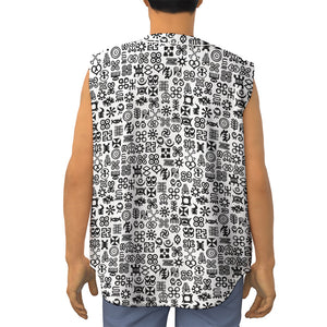 Black And White Adinkra Tribe Symbols Sleeveless Baseball Jersey