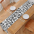 Black And White Adinkra Tribe Symbols Table Runner