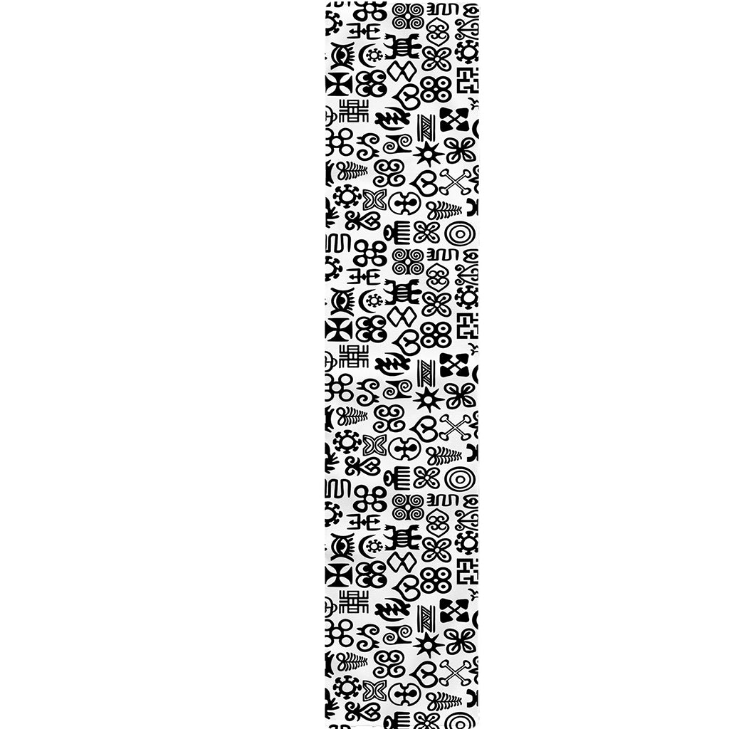 Black And White Adinkra Tribe Symbols Table Runner