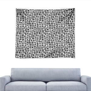 Black And White Adinkra Tribe Symbols Tapestry