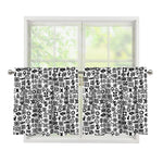 Black And White Adinkra Tribe Symbols Tier Curtains