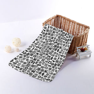 Black And White Adinkra Tribe Symbols Towel