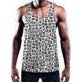Black And White Adinkra Tribe Symbols Men's Workout Tank Top