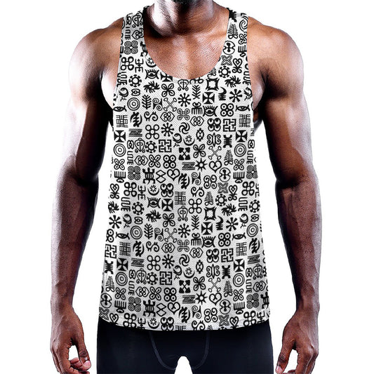 Black And White Adinkra Tribe Symbols Training Tank Top