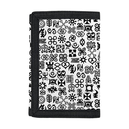 Black And White Adinkra Tribe Symbols Trifold Wallet