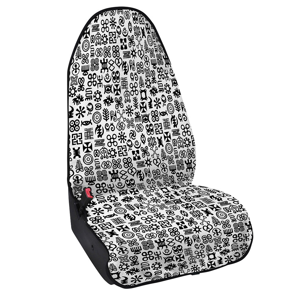 Black And White Adinkra Tribe Symbols Waterproof Car Seat Cover