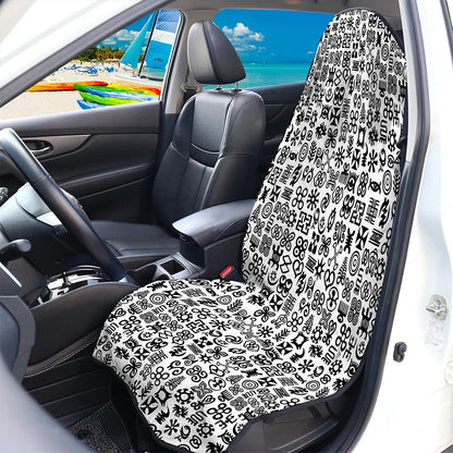 Black And White Adinkra Tribe Symbols Waterproof Car Seat Cover
