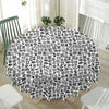 Black And White Adinkra Tribe Symbols Waterproof Round Tablecloth