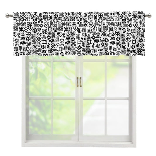Black And White Adinkra Tribe Symbols Window Valance