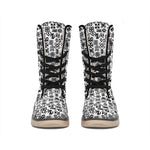 Black And White Adinkra Tribe Symbols Winter Boots