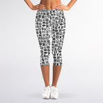 Black And White Adinkra Tribe Symbols Women's Capri Leggings