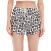 Black And White Adinkra Tribe Symbols Women's Split Running Shorts