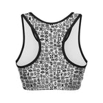 Black And White Adinkra Tribe Symbols Women's Sports Bra