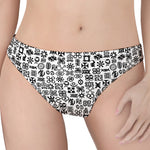 Black And White Adinkra Tribe Symbols Women's Thong