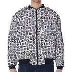 Black And White Adinkra Tribe Symbols Zip Sleeve Bomber Jacket