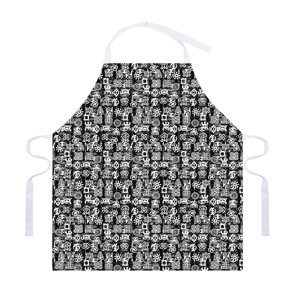 Black And White African Adinkra Symbols Adjustable Apron