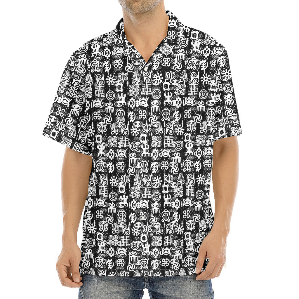 Black And White African Adinkra Symbols Aloha Shirt