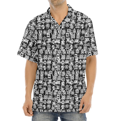 Black And White African Adinkra Symbols Aloha Shirt