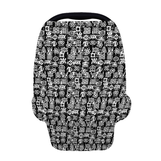 Black And White African Adinkra Symbols Baby Seat Cover