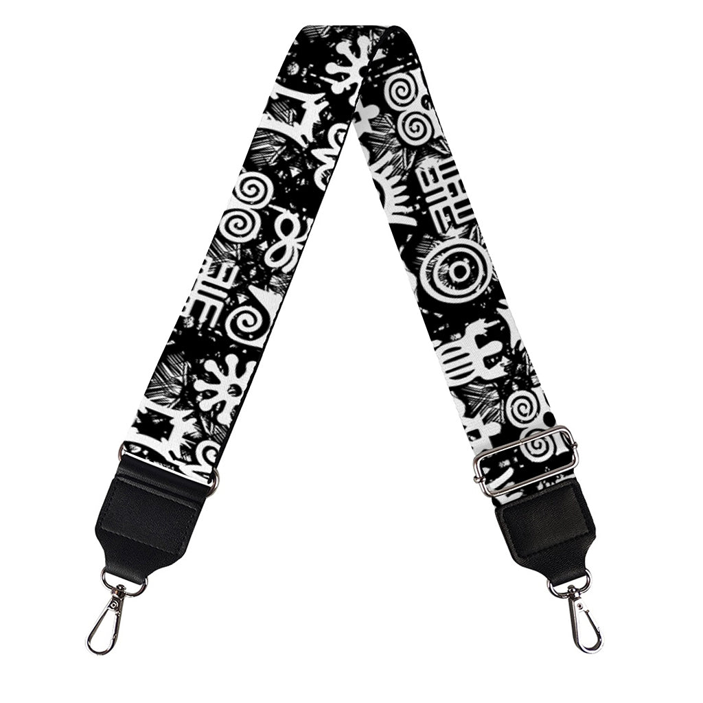 Black And White African Adinkra Symbols Bag Strap