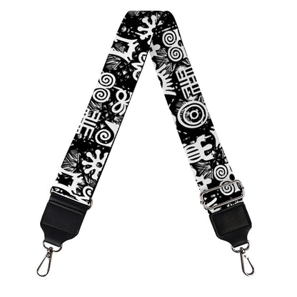 Black And White African Adinkra Symbols Bag Strap