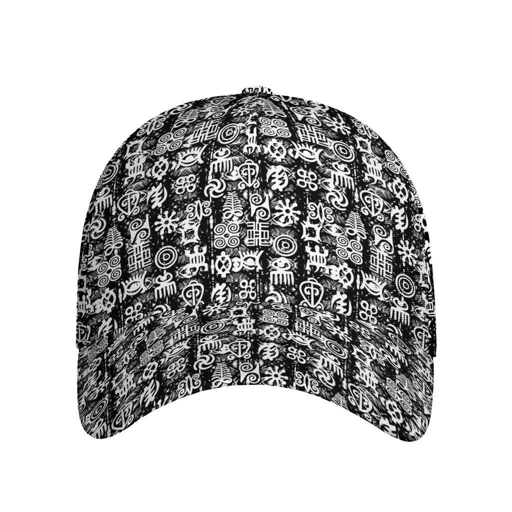 Black And White African Adinkra Symbols Baseball Cap