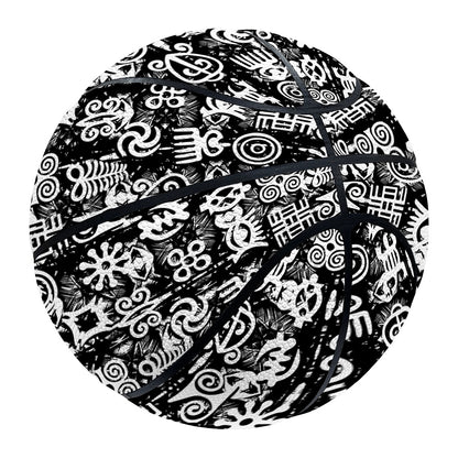 Black And White African Adinkra Symbols Basketball