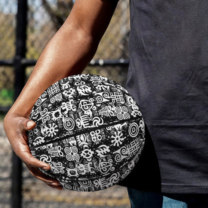 Black And White African Adinkra Symbols Basketball