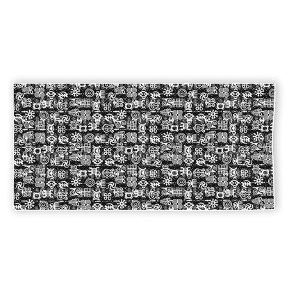 Black And White African Adinkra Symbols Beach Towel