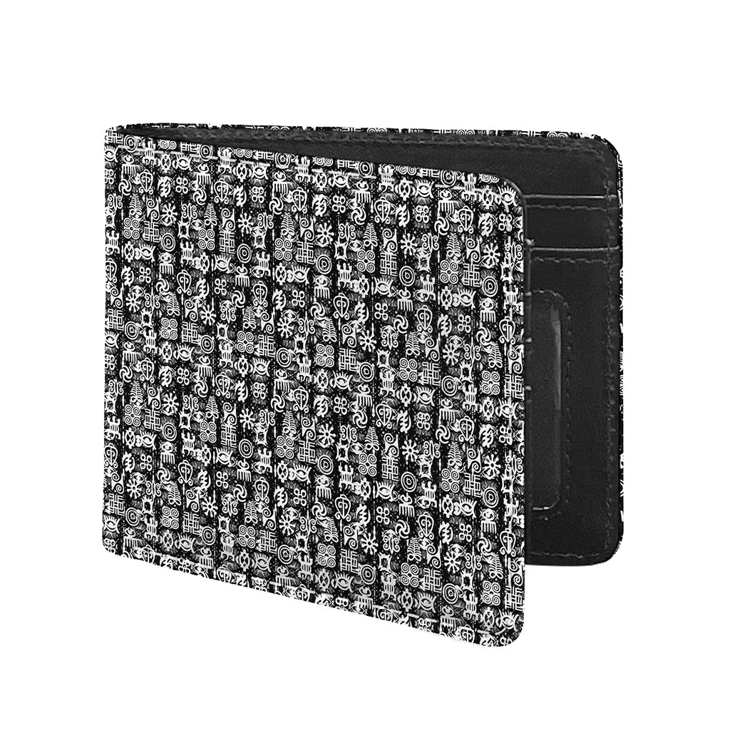 Black And White African Adinkra Symbols Bifold Wallet