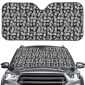 Black And White African Adinkra Symbols Car Windshield Sun Shade