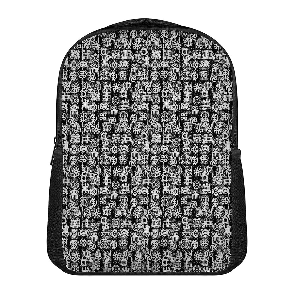 Black And White African Adinkra Symbols Casual Backpack