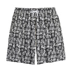 Black And White African Adinkra Symbols Cotton Shorts