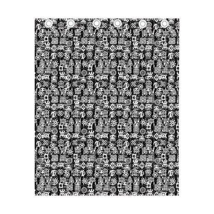 Black And White African Adinkra Symbols Curtain