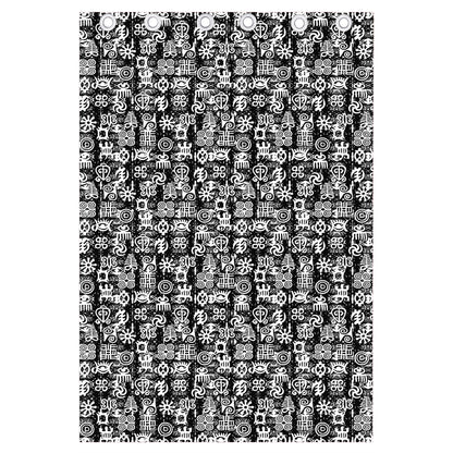 Black And White African Adinkra Symbols Curtain