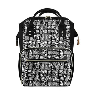 Black And White African Adinkra Symbols Diaper Bag