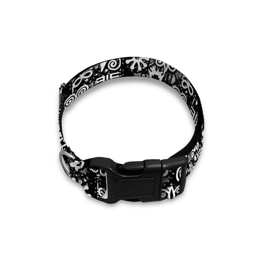 Black And White African Adinkra Symbols Dog Collar