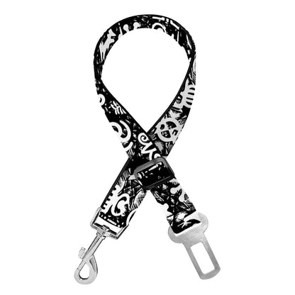 Black And White African Adinkra Symbols Dog Seat Belt